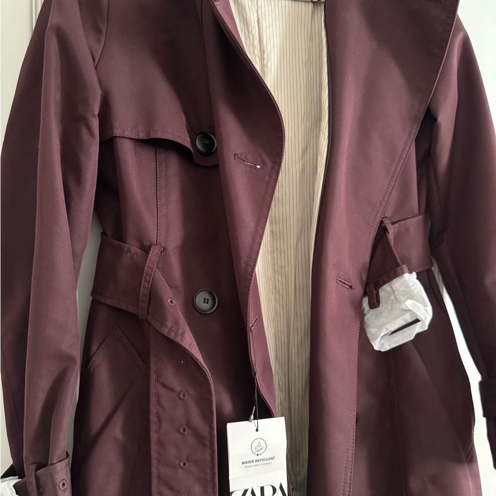 Zara Maroon Water-Repellent Coat - Picture 4 of 5